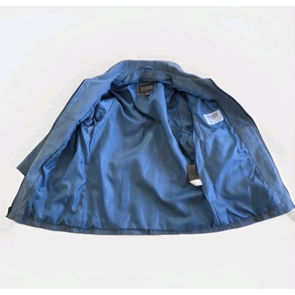 Wilsons Leather Kids Jacket Youth Girls XL Womens S/M Blue  Leather LS Lined VTG - Picture 9 of 16